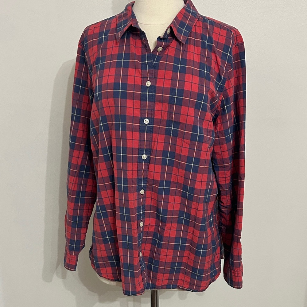 VG 100% cotton lightweight long sleeve soft subdued L.L. Bean plaid size XL pet
